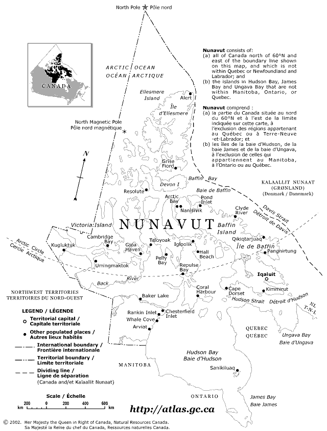 Map of Nunavut