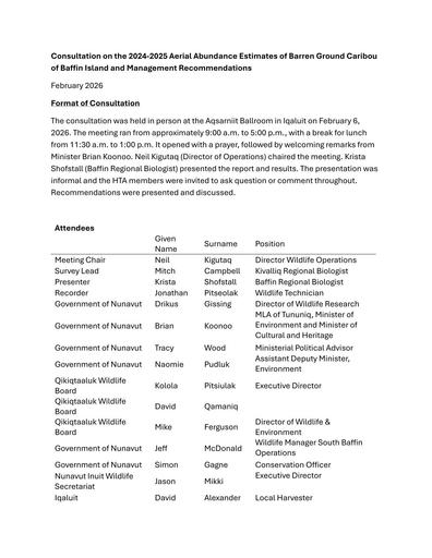 TAB2E_GN-ENV_Baffin Island Caribou Consultation Summary_ENG