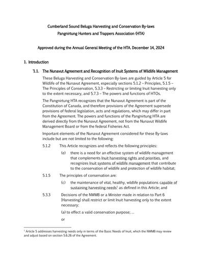 TAB8B_Pangnirtung HTO BN_Pangnirtung HTO beluga harvesting by-laws_ENG_only