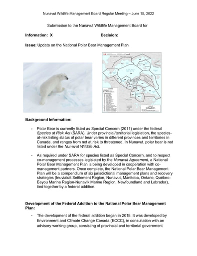 TAB4A ECCC BN Federal Addition for Polar Bear Management Plan ENG