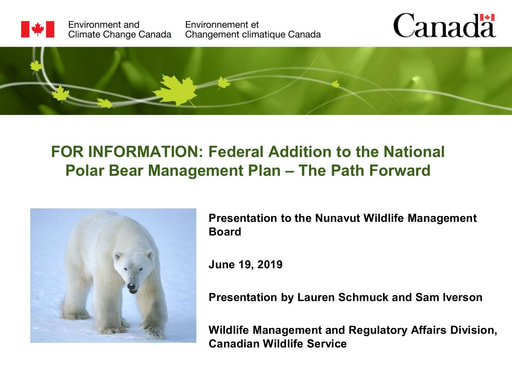 Tab_14A ECCC presentation National Polar Bear Management Plan information ENG