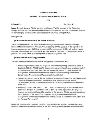 TAB5_Parks Canada TINMCA_IMP and NQLs on harvesting by non-Inuit within specific zones of TINMCA_ENG