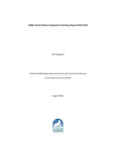 TAB 3D GN DOE Baffin Island Caribou Composition Summary Report 2015 2018 ENG