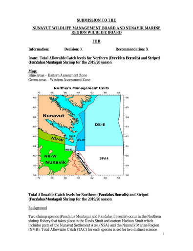 TAB 4A Total Allowable Catch levels for Northern (Pandalus borealis) and Striped (P montagui) Shrimp for the 19 20 Season