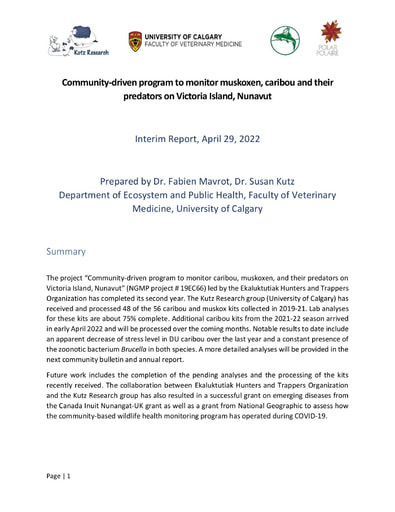 TAB5C EHTO Report Muskox and Caribou Monitoring INUK