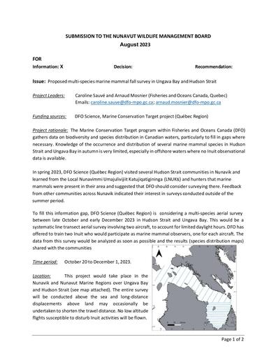 TAB 7A Multi species Marine Mammal Fall Survey in Ungava Bay and Hudson Strait ENG