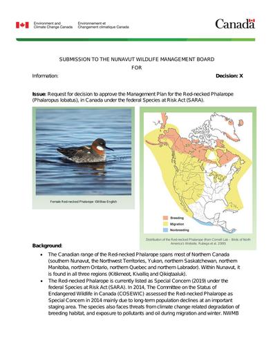 TAB2A ECCC BN Red Necked Phalarope Management Plan ENG