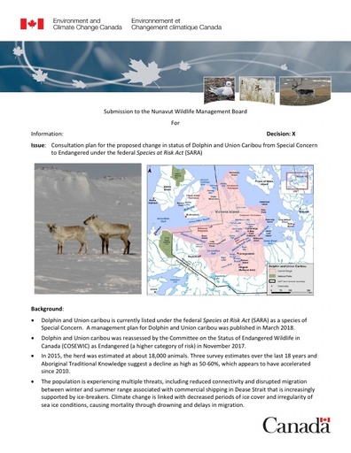 TAB 8A ECCC Briefing Note Dolphin and Union Caribou Consultations ENG