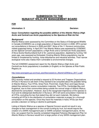 TAB 3A DFO Briefing Note Atlantic Walrus Listing ENG