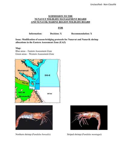 TAB2_DFO BN_Shrimp EAZ Season Bridging Protocols Modification Nunavut Nunavik_ENG_only