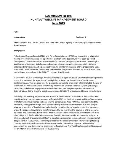 TAB_12A DFO BN Tuvaijuittuq Marine Protected Area Proposal ENG