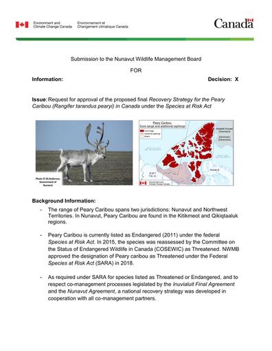 TAB4A ECCC BN Recovery Strategy for Peary Caribou ENG