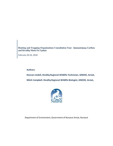 TAB 2D GN DOE Consultation Report Qamanirjuaq Caribou Herd Population Status and Harvest ENG