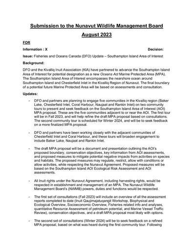 TAB 8A DFO Update – Southampton Island Area of Interest ENG