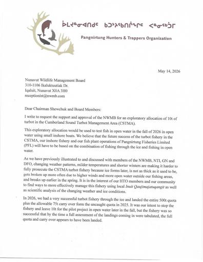 TAB4A_BN_Pangnirtung HTO_ CSTMA Exploratory Turbot Quota_ENG_only